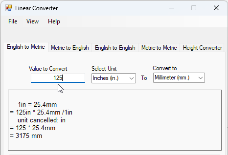 English to Metric Converter